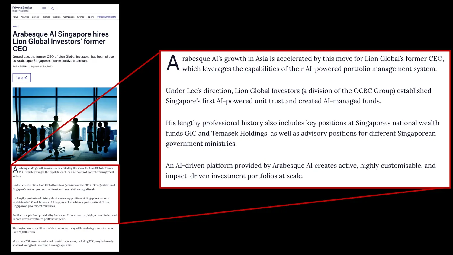 Private Banker International article